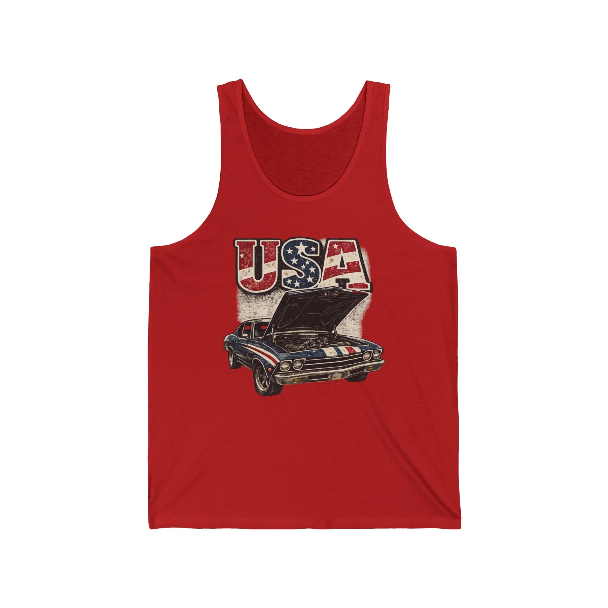 USA Classic Car Tank Top — Vintage American Muscle Racer Shirt