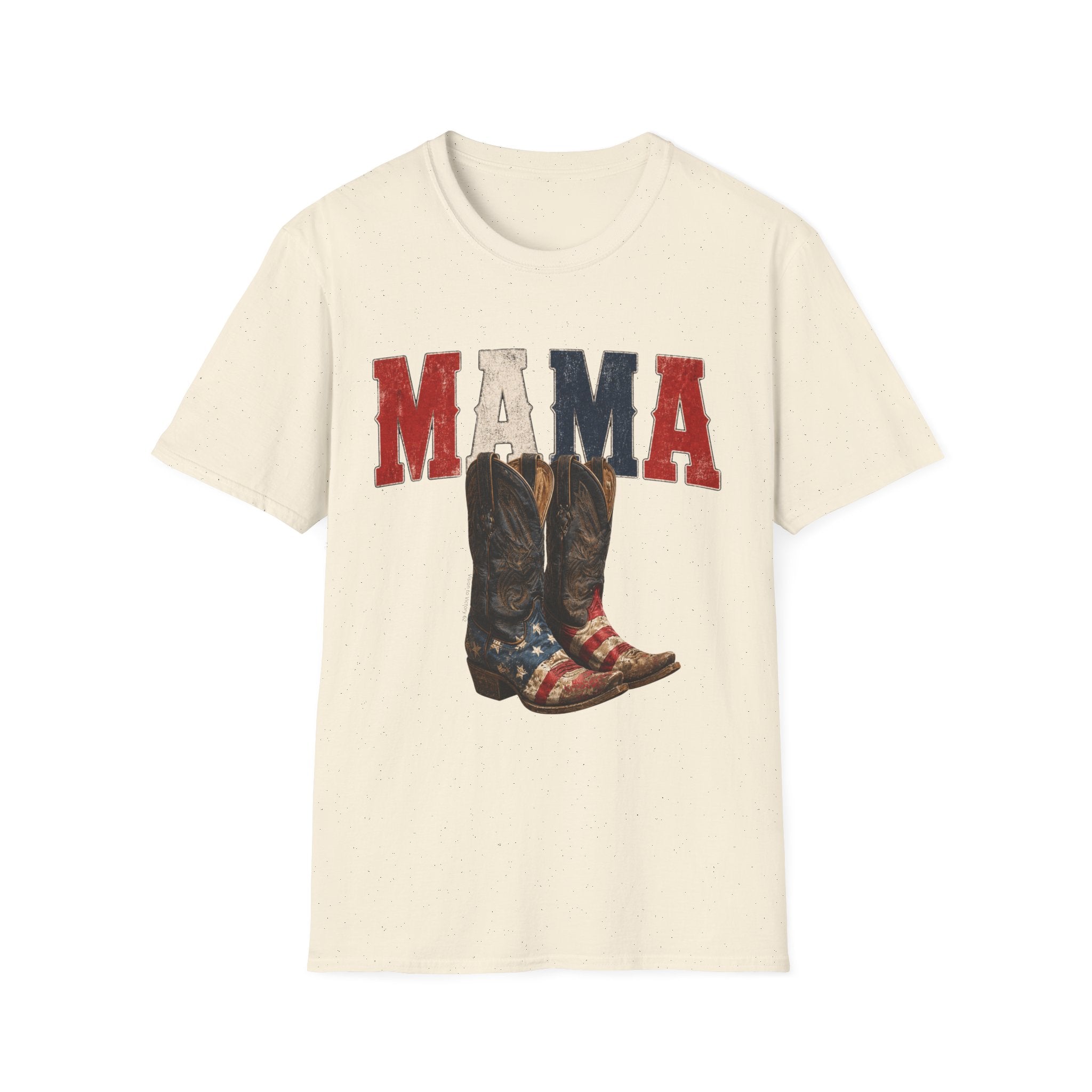 Mama Cowboy Boots T-Shirt — Patriotic Americana Graphic Tee for Moms