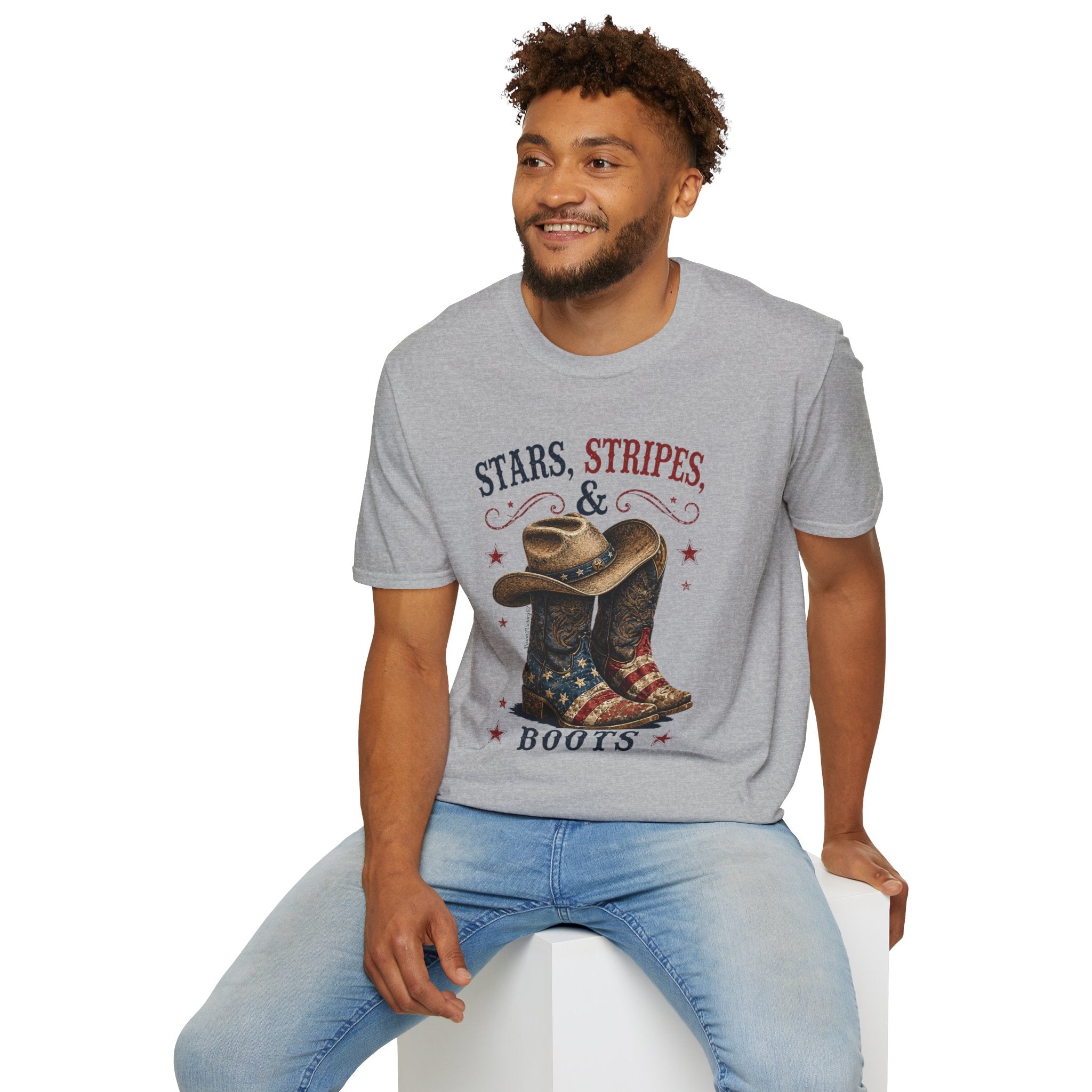 Stars, Stripes & Boots T-Shirt — Patriotic Cowboy Graphic Tee