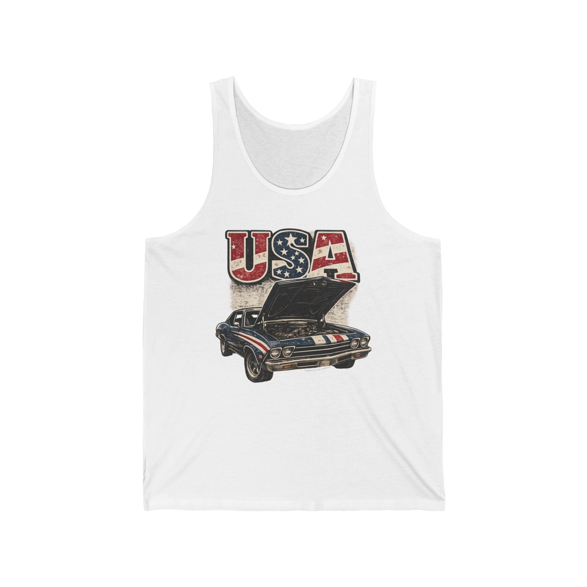 USA Classic Car Tank Top — Vintage American Muscle Racer Shirt