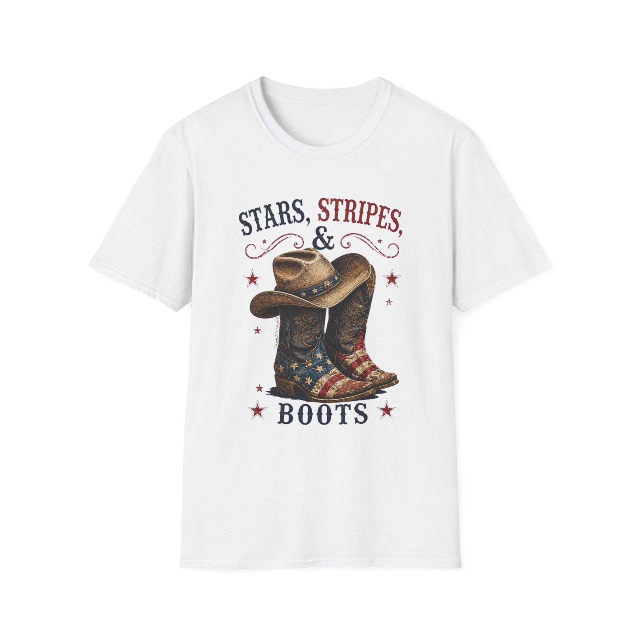 Stars, Stripes & Boots T-Shirt — Patriotic Cowboy Graphic Tee