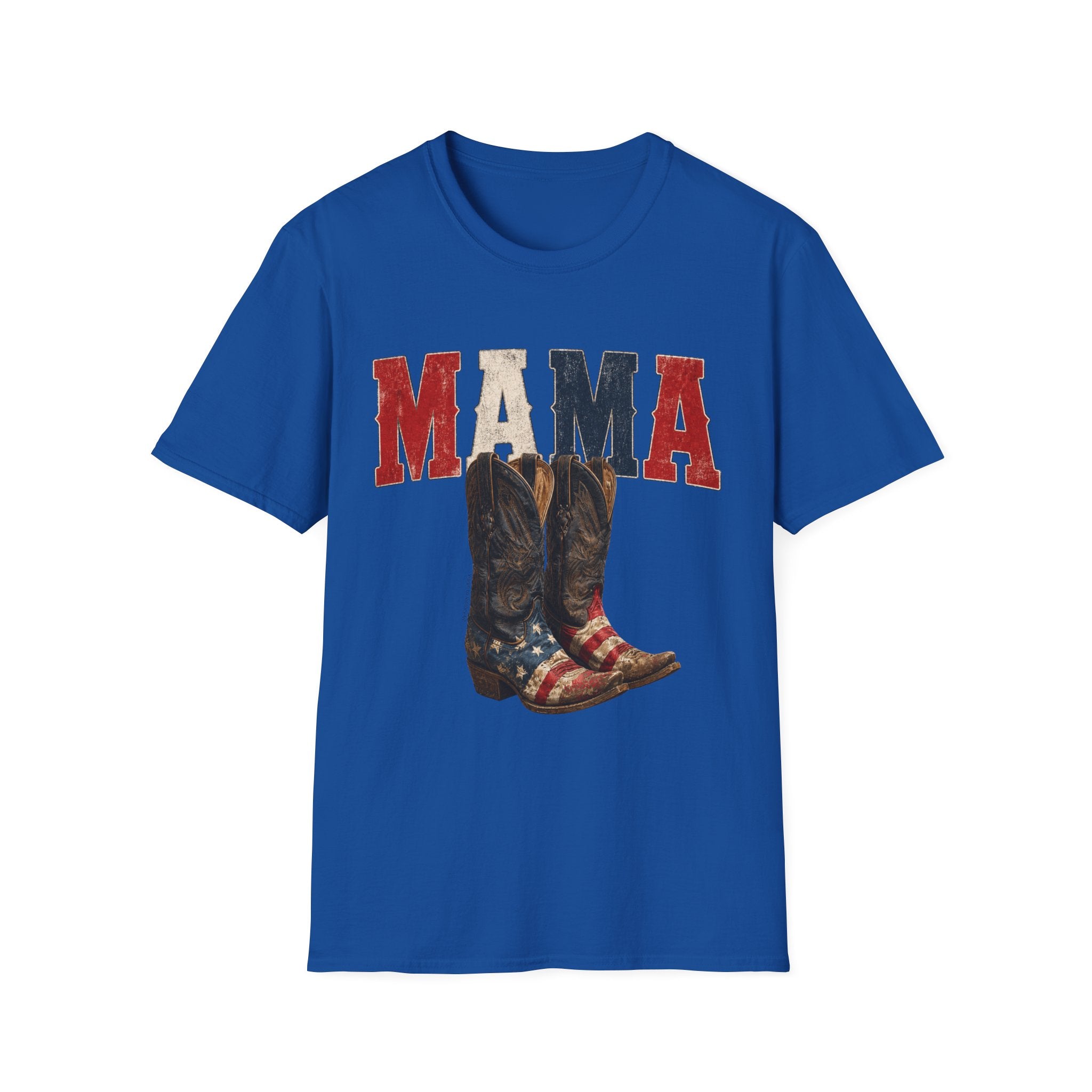Mama Cowboy Boots T-Shirt — Patriotic Americana Graphic Tee for Moms